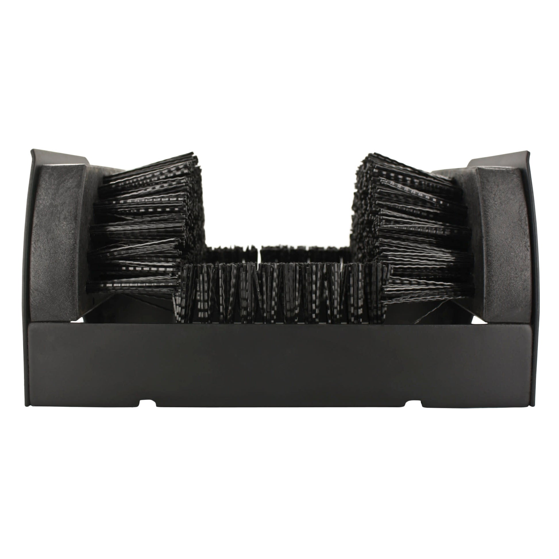 The paper shredder cuts paper into strips in a black container for waste disposal