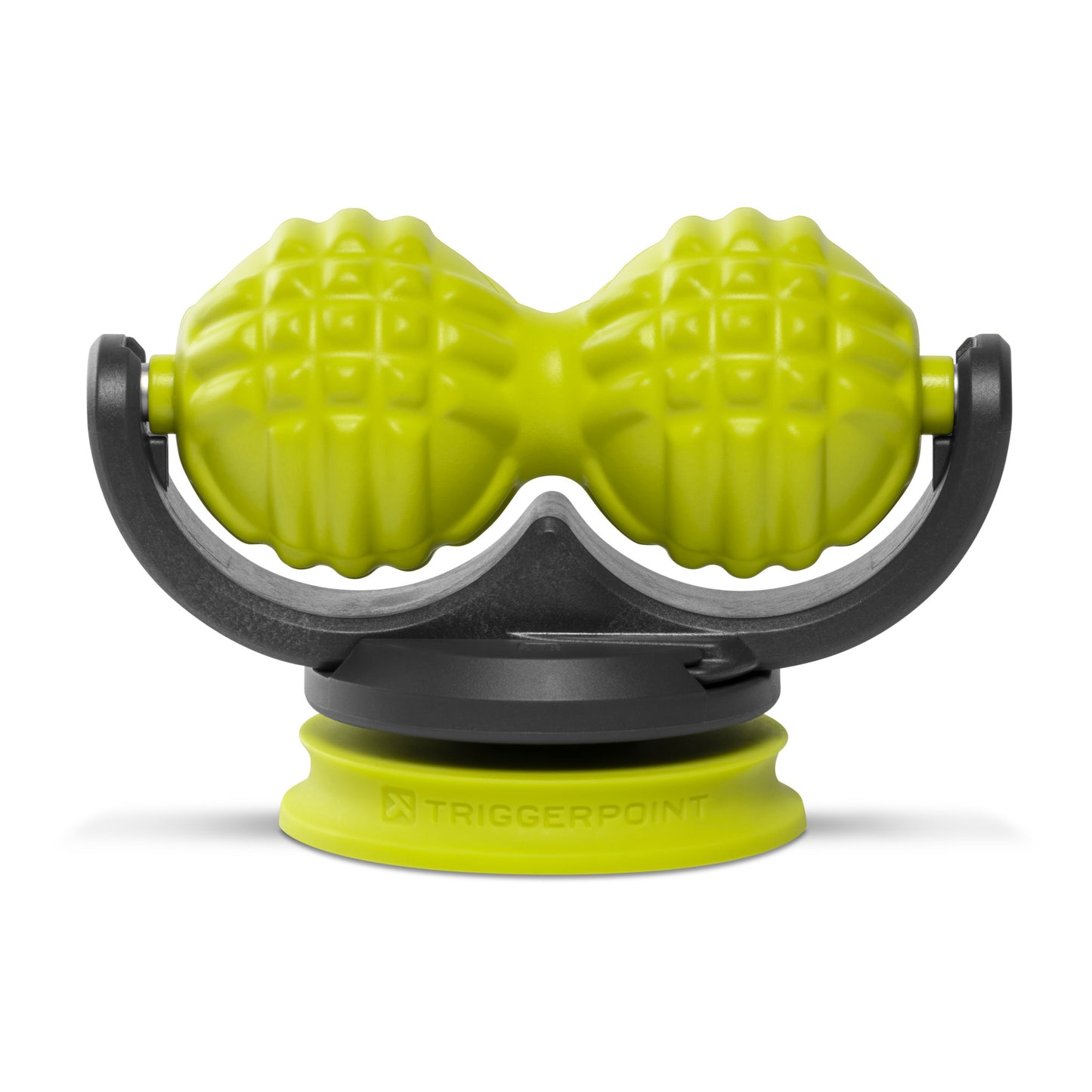 A massage roller moves on a base in a fitness environment.