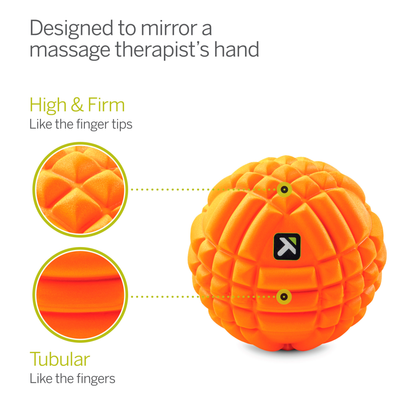 The textured massage ball simulates finger tips and pressure points for therapy