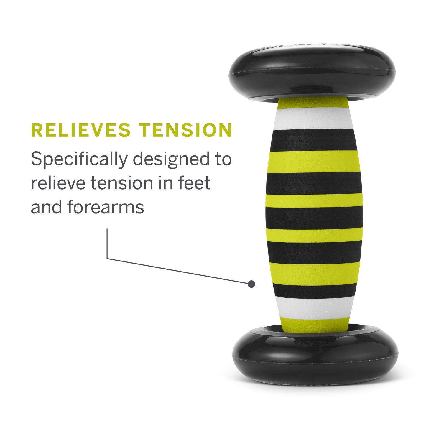 A foot and forearm massage device relieves tension in a clinical environment.