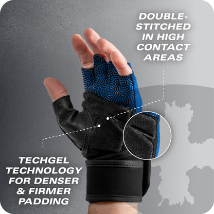 Glove with double stitching and techgel padding for improved grip and comfort in cold conditions