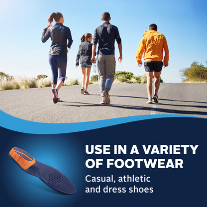 Group of people walking outdoors on a sunny path, wearing diverse casual and athletic footwear.