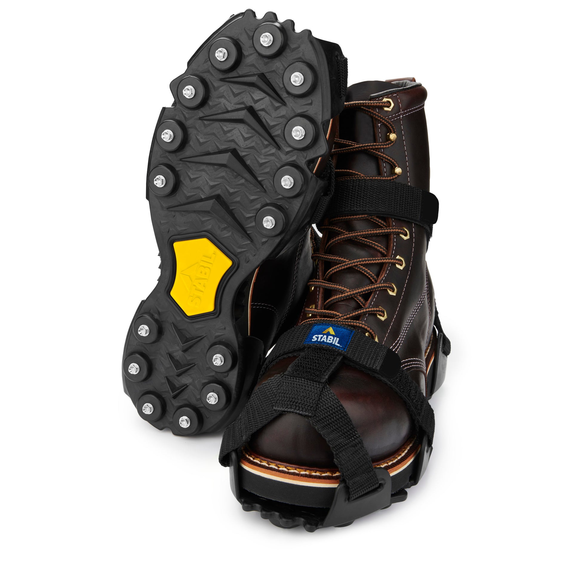 Sturdy hiking boots secure with straps for outdoor trekking on rugged terrain