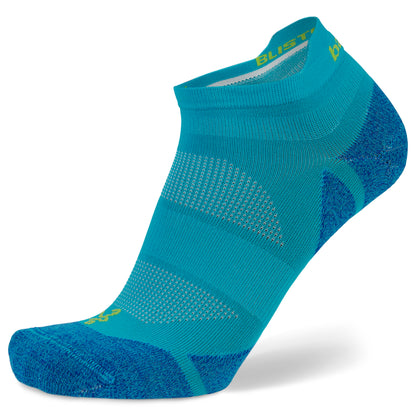 A blue athletic sock is displayed on a plain white background.