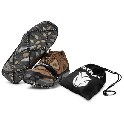 Snowshoes and gaiter with a logo are displayed on a plain white background.