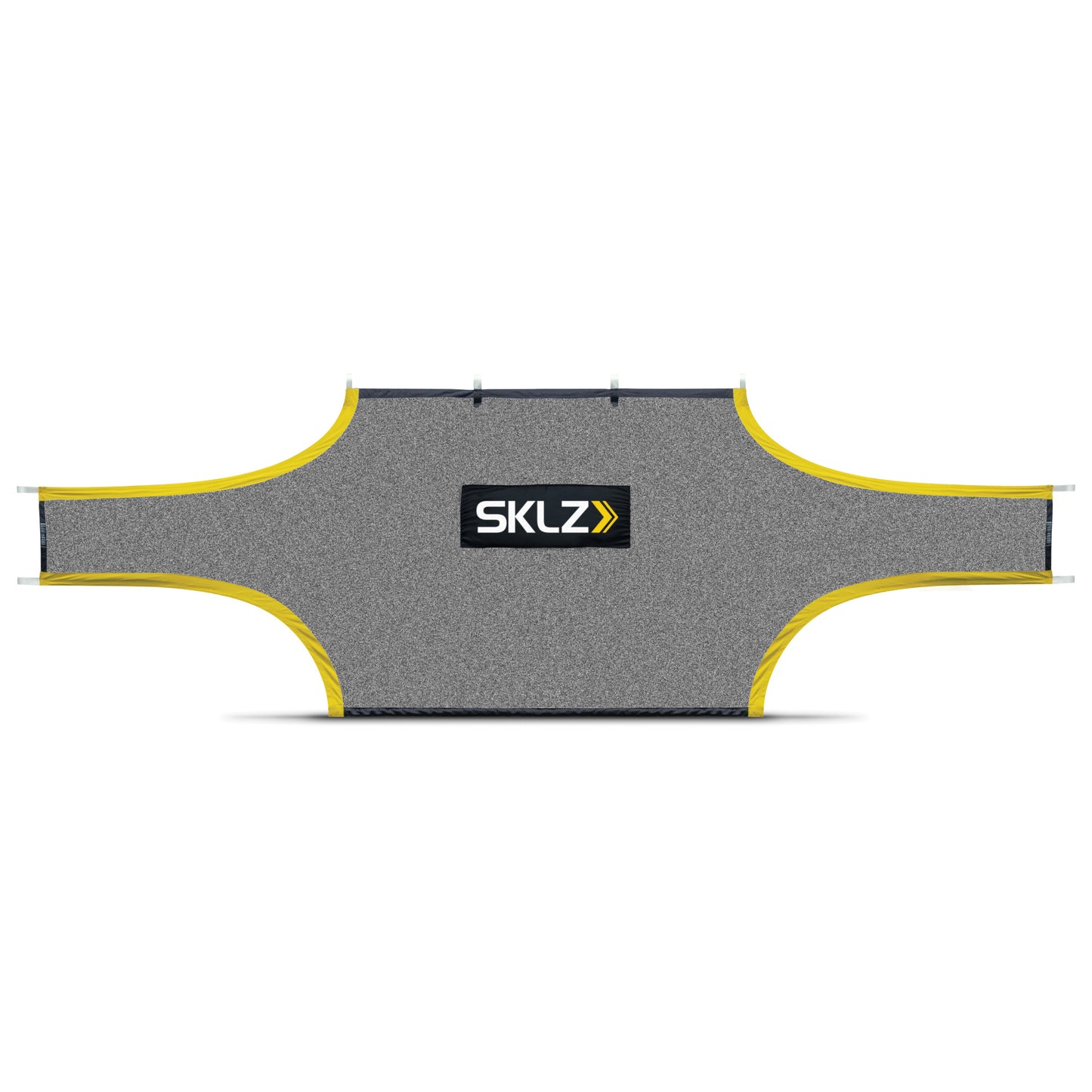 The inflatable ski jump inflates on a flat surface with a SKLZ logo in the center