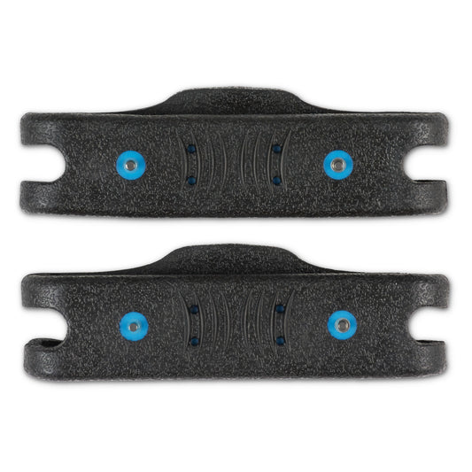 Two skateboard trucks are arranged parallel on a white background.