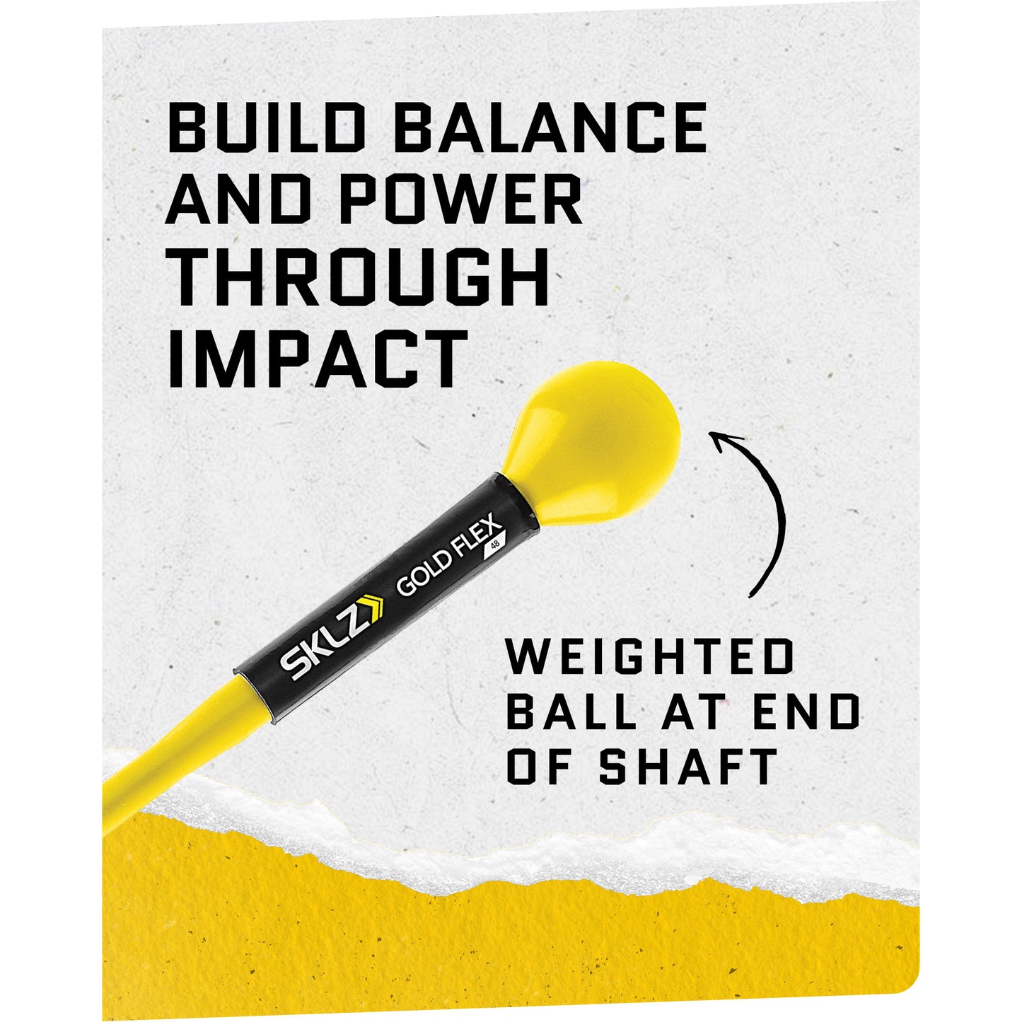 Weighted ball on shaft builds balance and power through impact in athletic training environment
