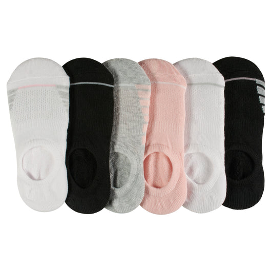 Women’s Cushioned Performance Footie with Non-Slip Heel Grip 6pk, Pink/White/Black