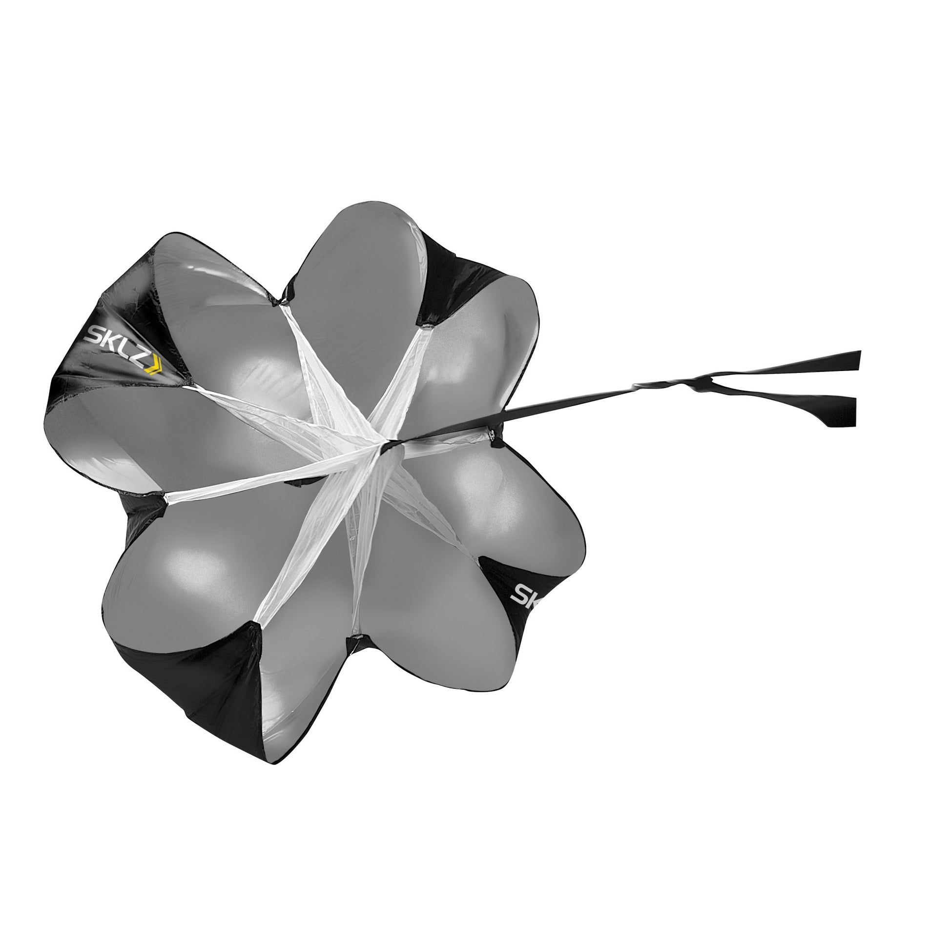A windsurfing sail inflates a butterfly shape against a white background