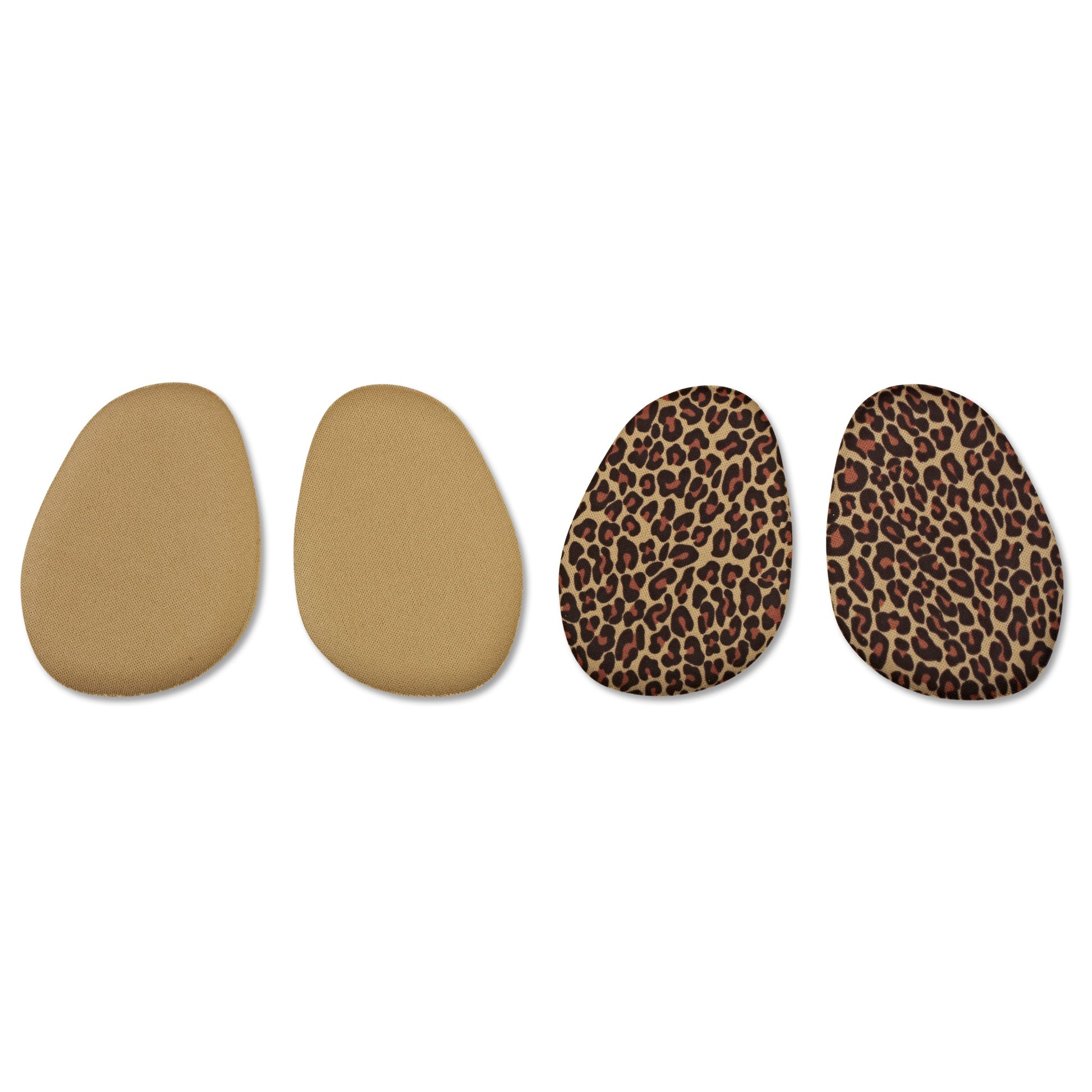 Leopard print insoles and plain beige insoles are laid out on a white background.