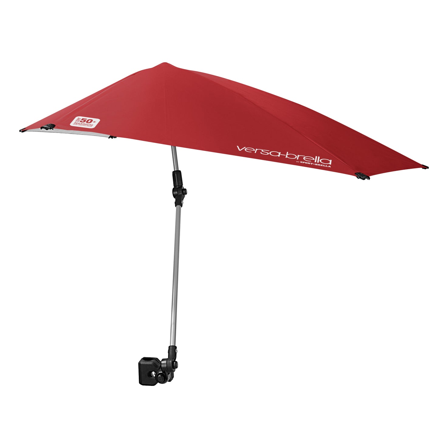 The umbrella is tilted open in an outdoor setting for shade or protection.