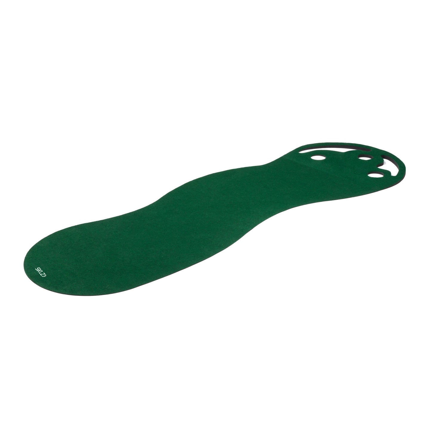 A green insoles cushion feet in footwear on a plain white background