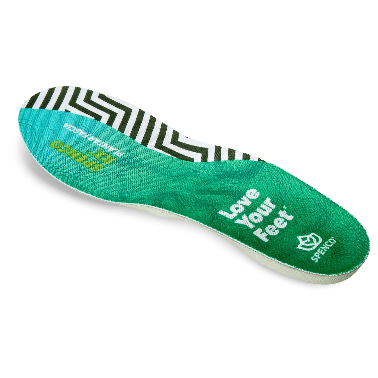 The insoles display the message Love Your Feet in a sports store or shop.