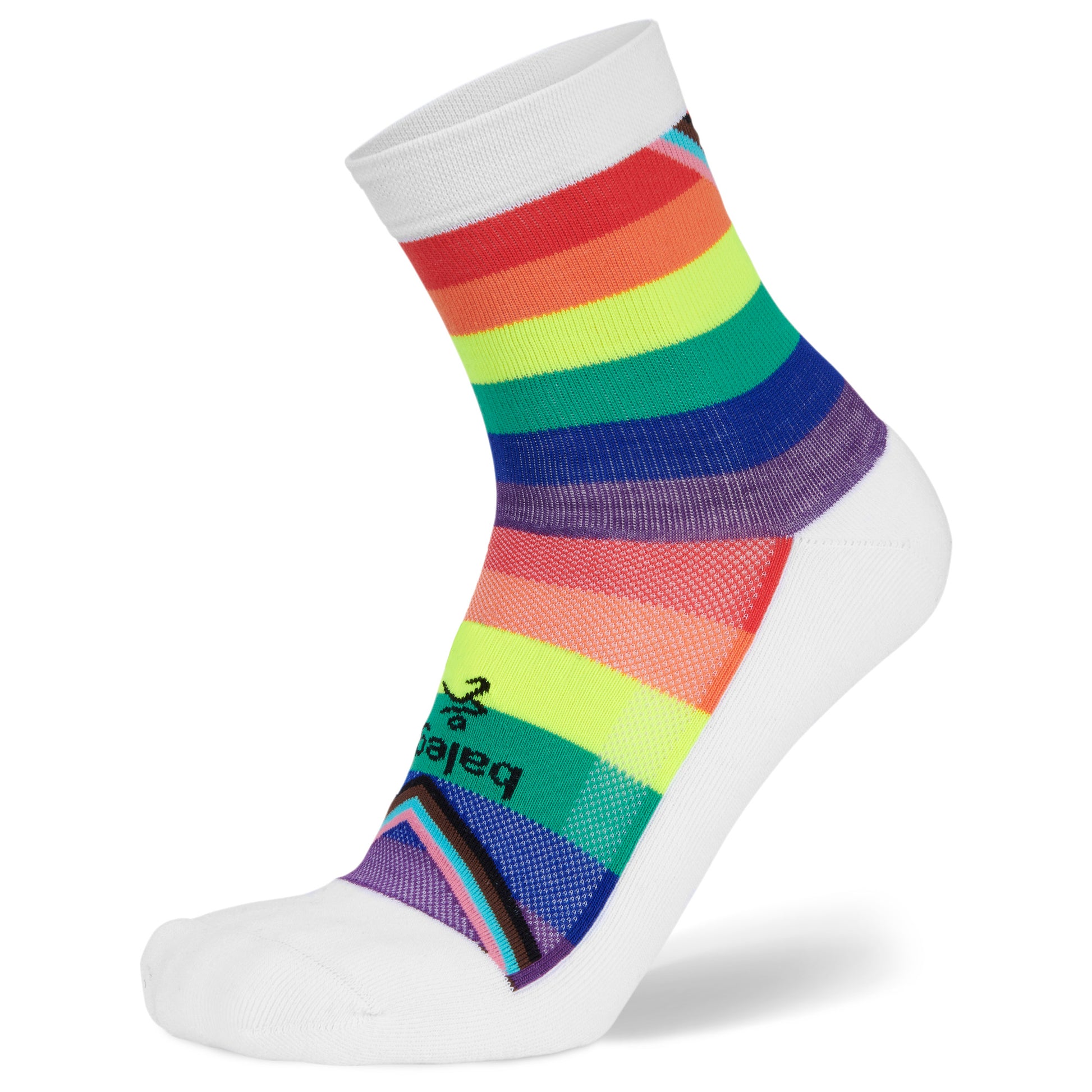 The colorful striped sock is displayed against a plain background.