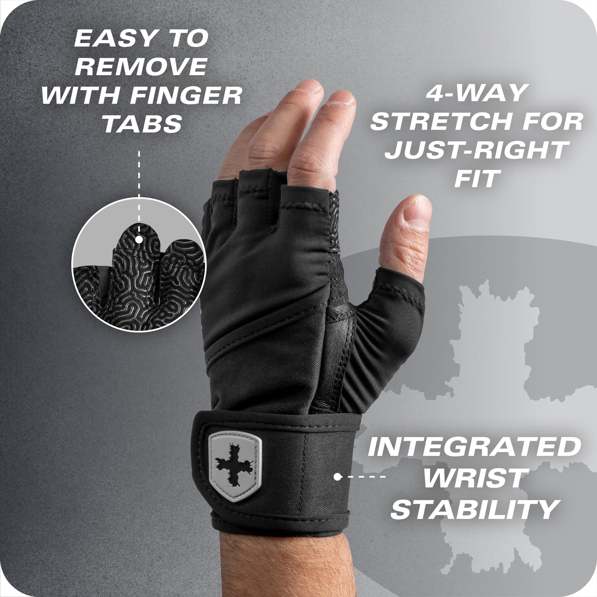 Glove demonstrates easy finger tab removal, four-way stretch, and wrist stability in outdoor environment