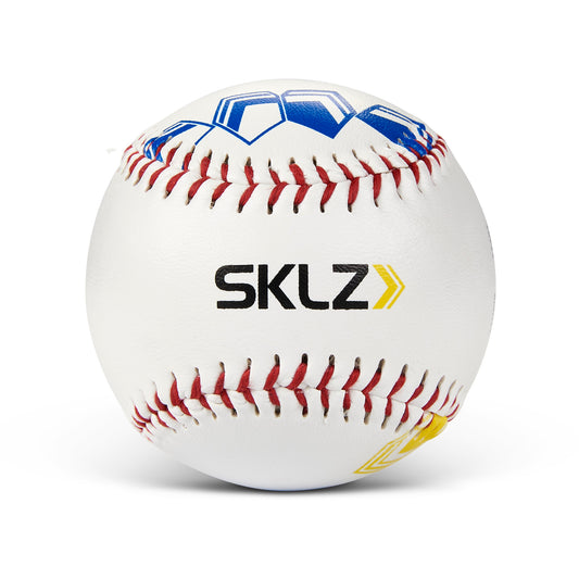 The baseball with SKLZ logo rests on a white background