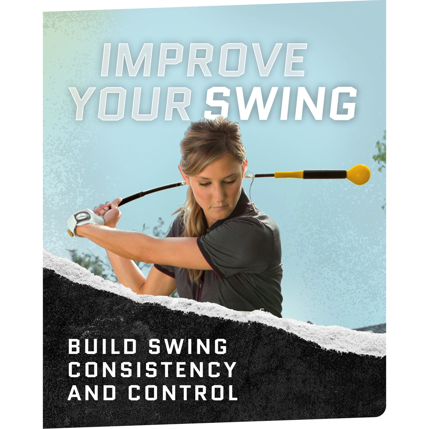 Woman swings golf club outdoors to build swing consistency and control