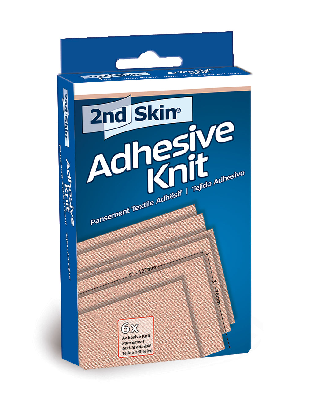 The package contains six sheets of adhesive textile knit for repairing fabrics at home