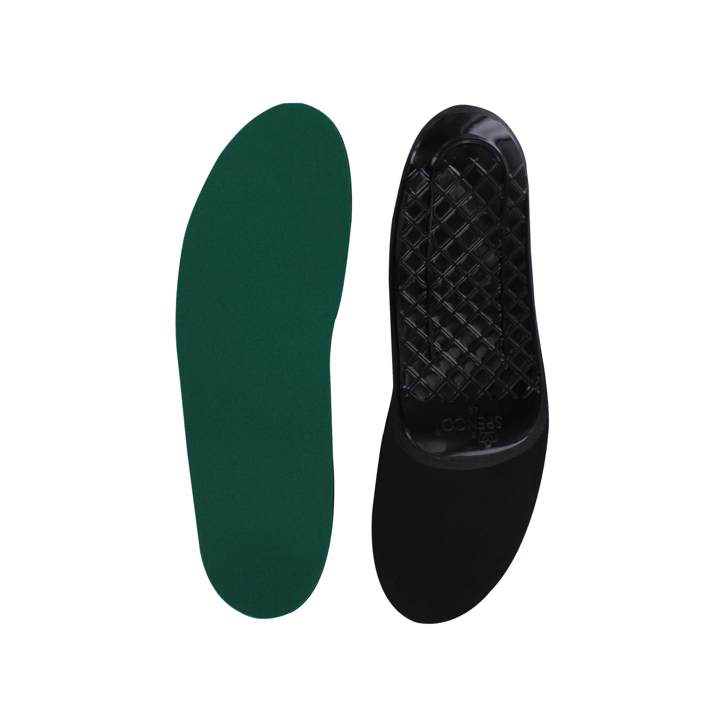 The insoles are separated, with one facing up and one facing down, on a white background.