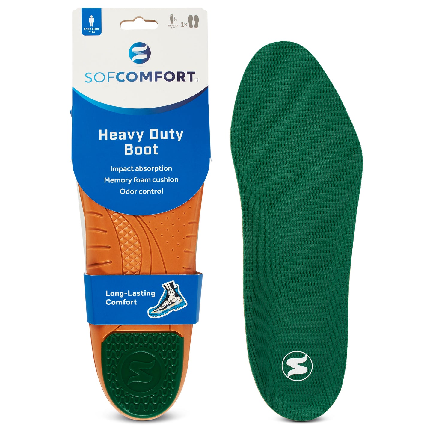 Heavy Duty Boot Insole,Men's 7-13, Trim-to-Fit