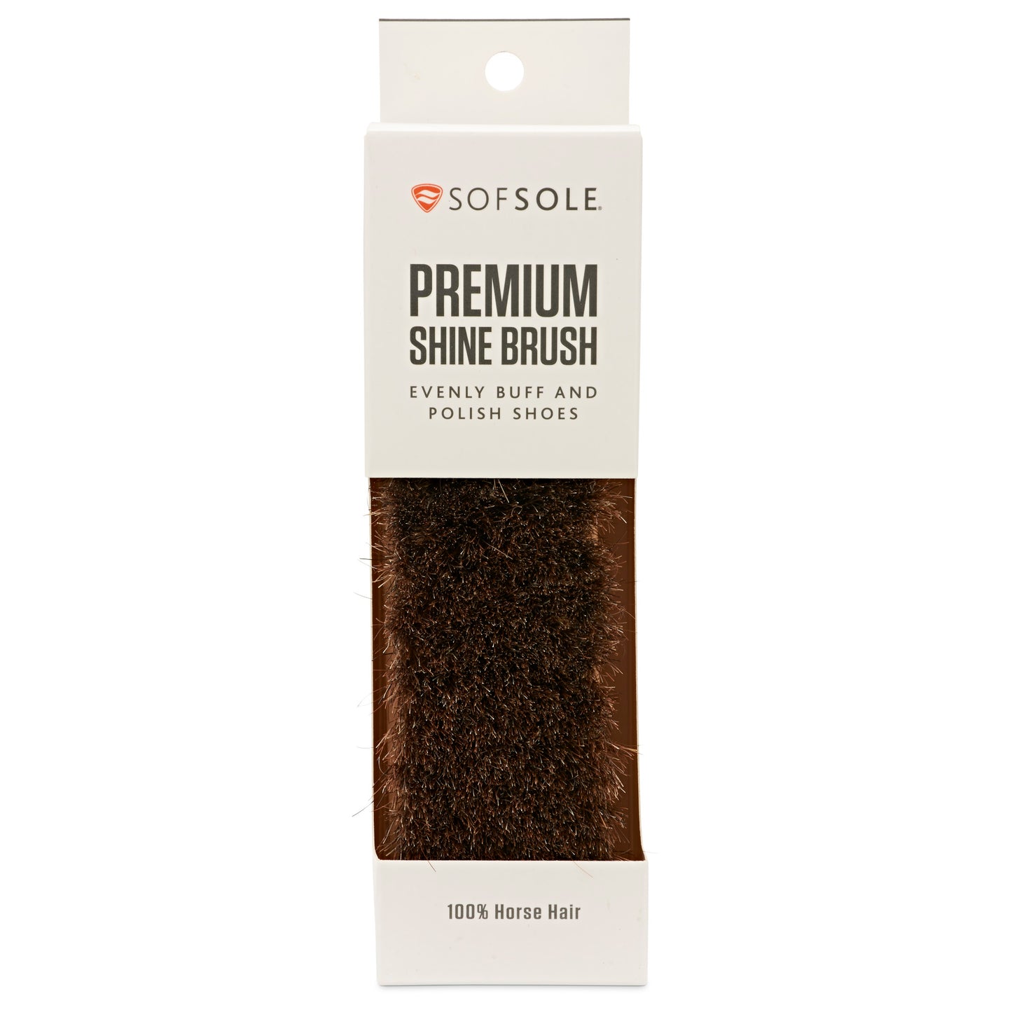 A horse hair shine brush on a white background.