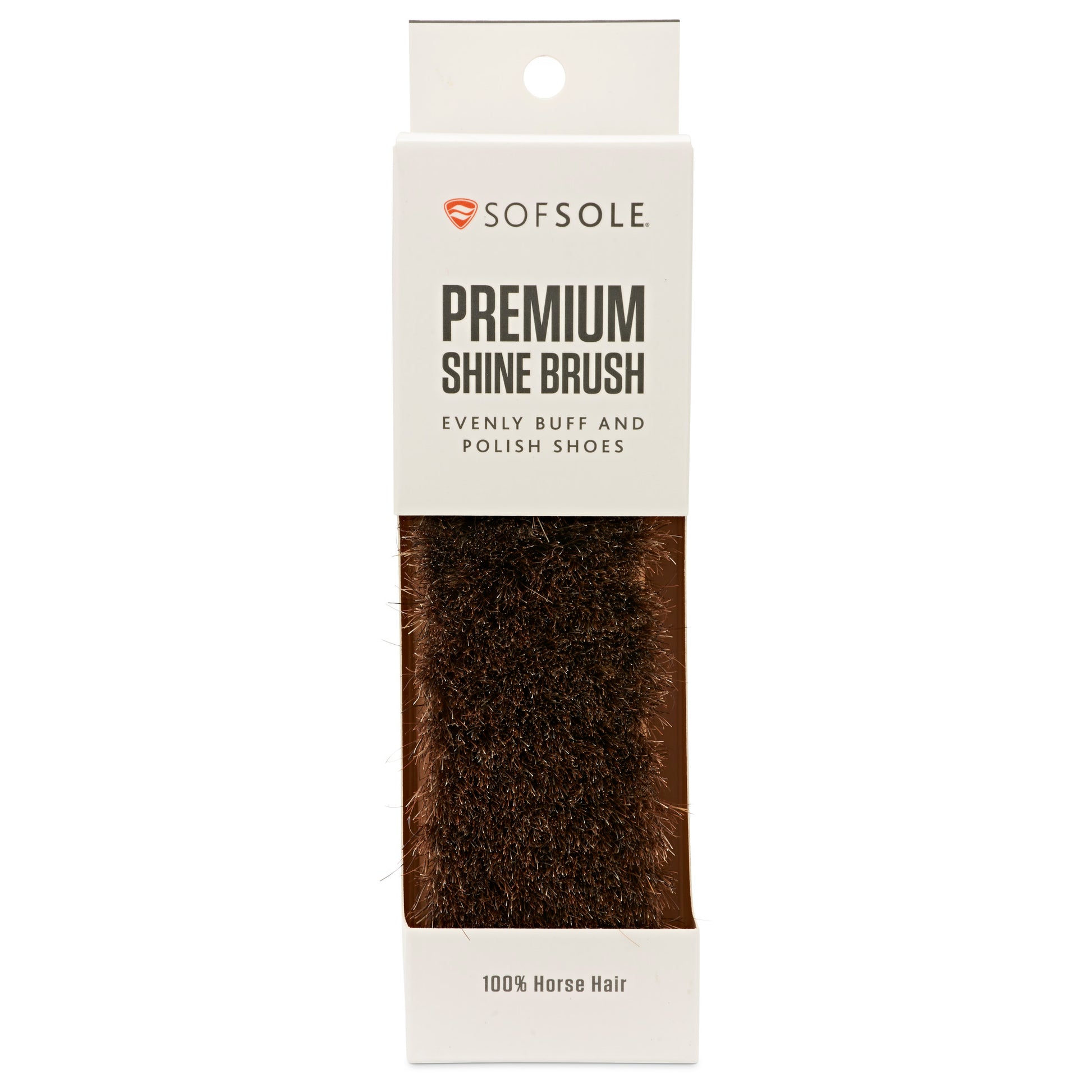A horse hair shine brush on a white background.