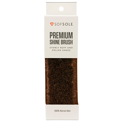 A horse hair shine brush on a white background.