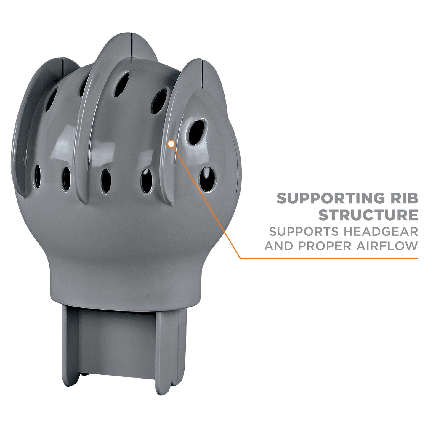 Supporting rib structure supports headgear and proper airflow
