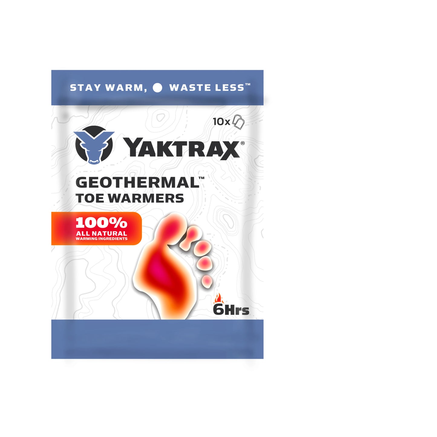 Geothermal toe warmers heat feet inside a package for six hours with natural ingredients.