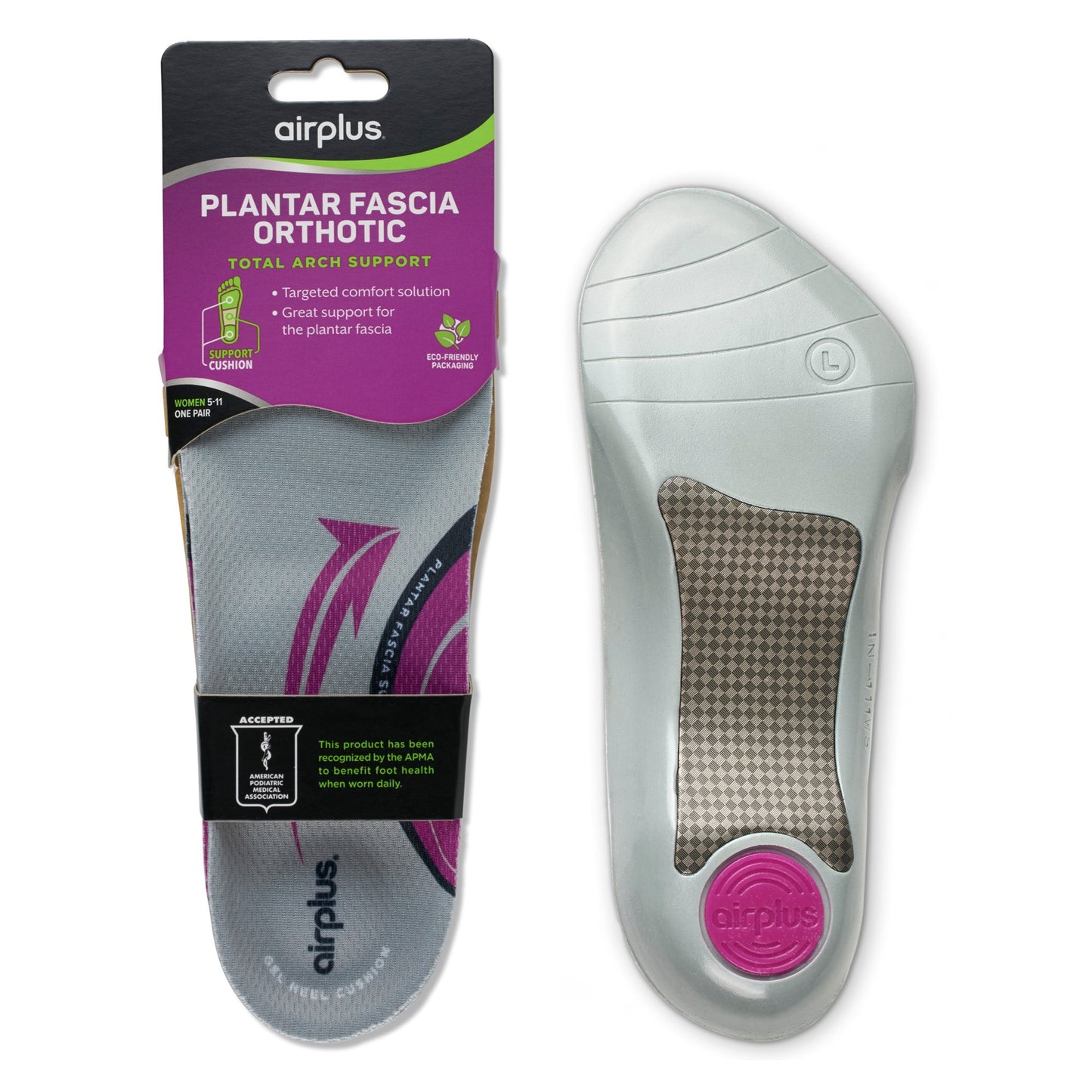 Orthotic insole supports the foot inside a shoe in a retail packaging environment