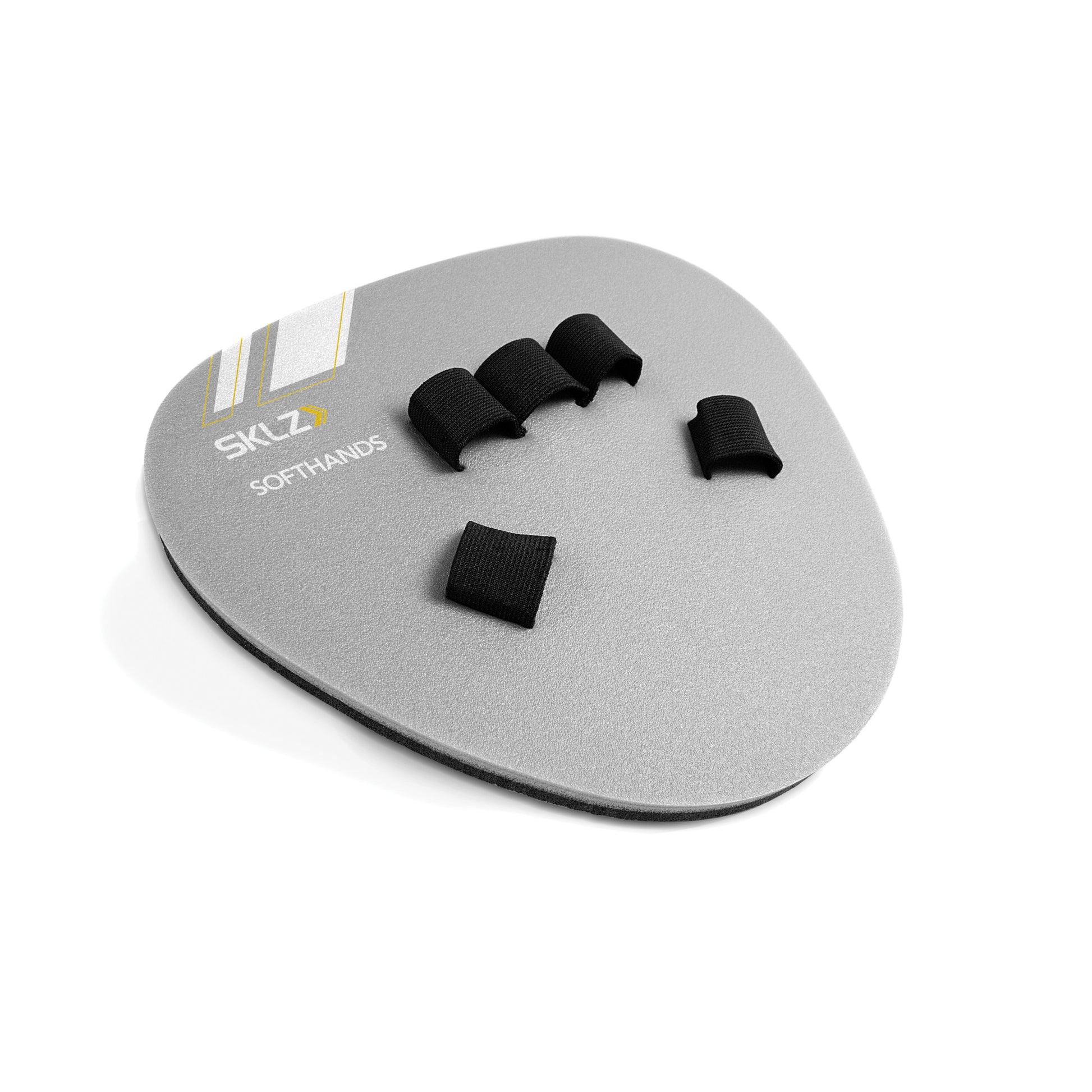 Foot protectors are attached to a soft hands grip pad for skiing practice