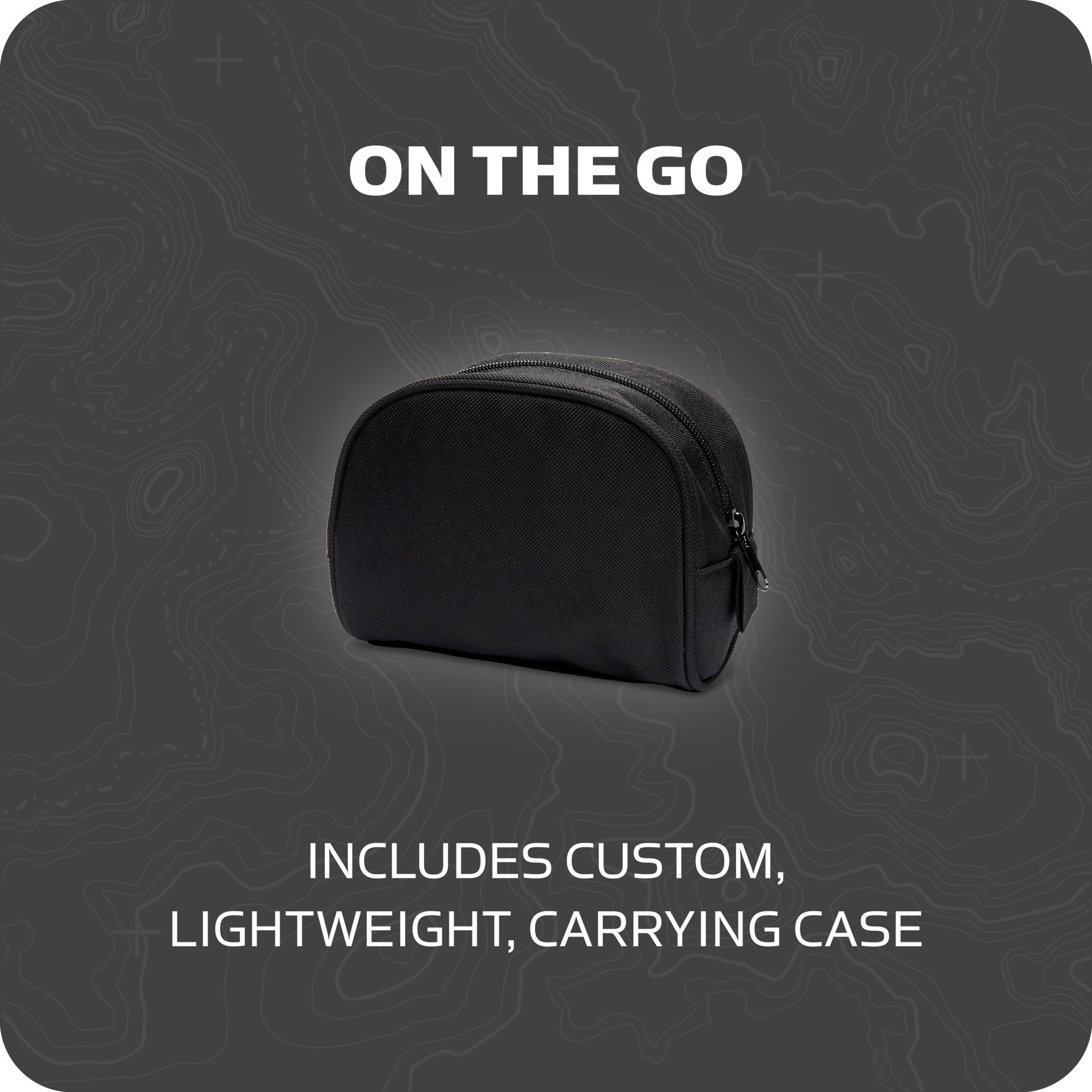 Black carrying case stores items on the go in a lightweight design