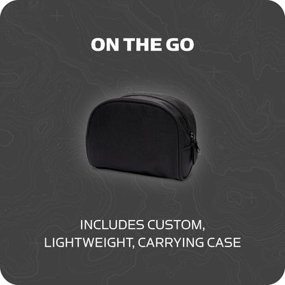 Black carrying case stores items on the go in a lightweight design