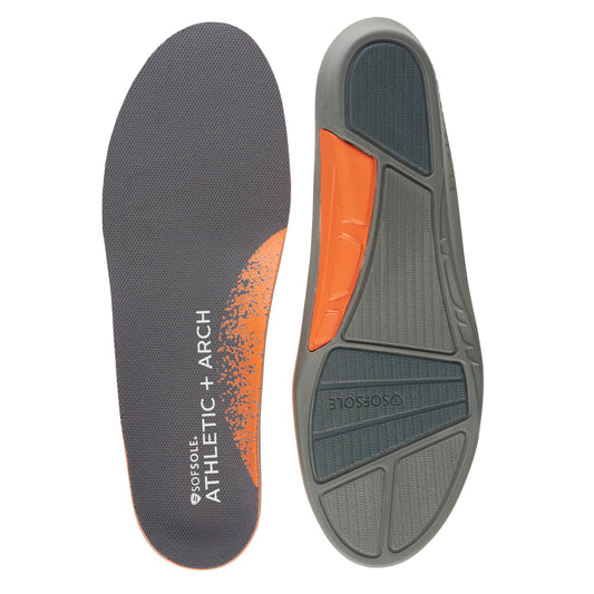 Footbed supports foot arch in shoe sole on a neutral background