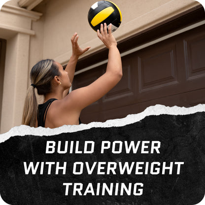 Woman throws a ball during overweight training outside her home