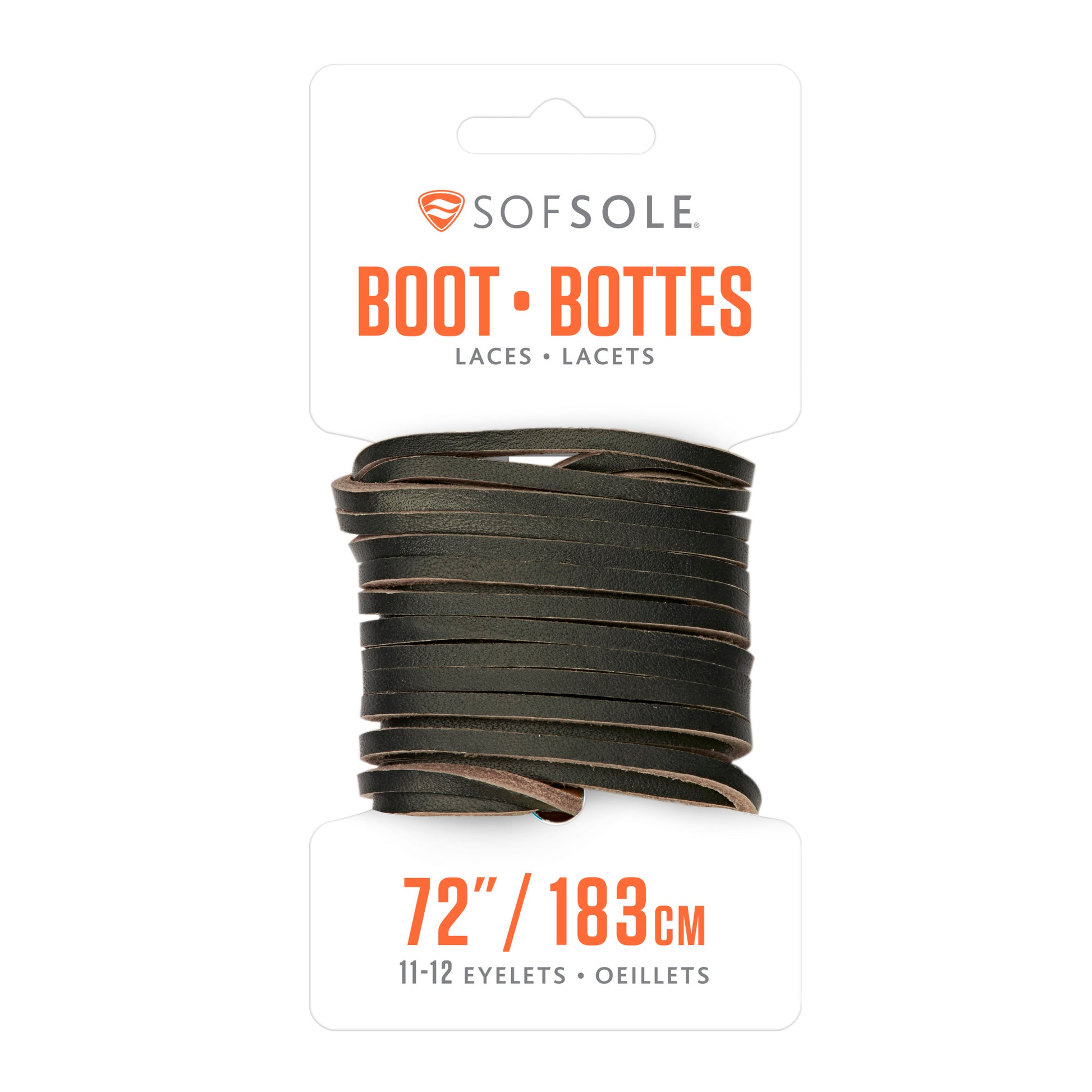 Leather laces are bundled in a package for footwear decorating on a white background.