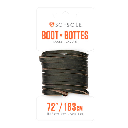Leather laces are bundled in a package for footwear decorating on a white background.