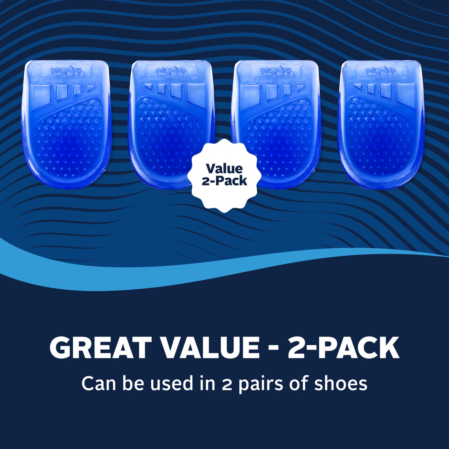 Gel Heel Cushion Unisex One Size 2Pk