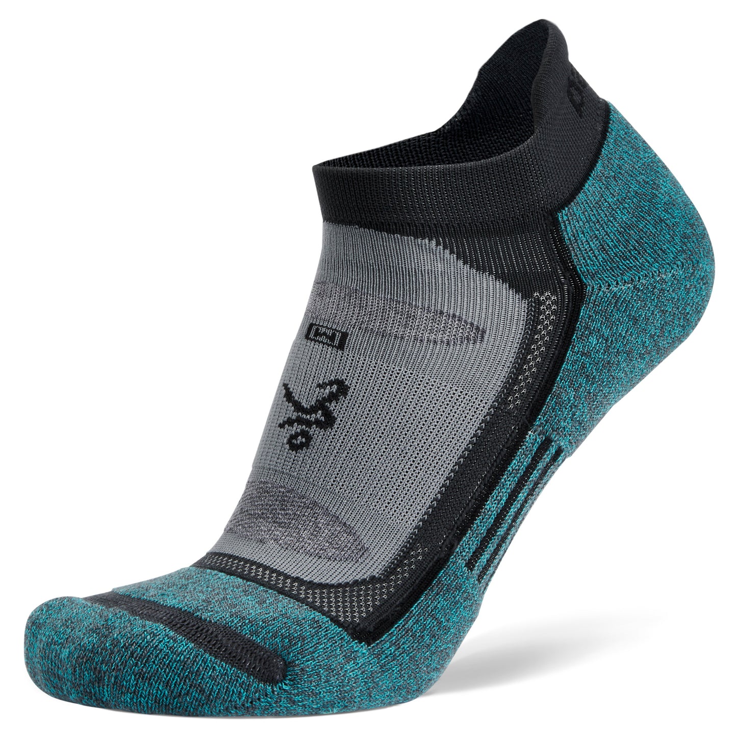 A sports sock designed for running is shown on a white background
