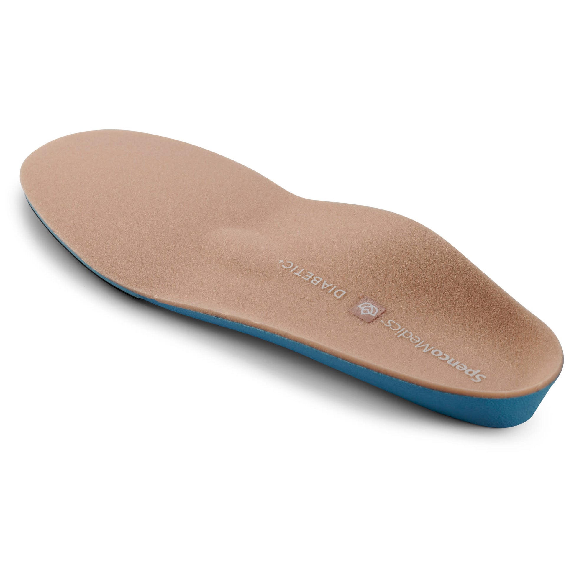 Shoe insole rests on a white background, designed to provide foot support.