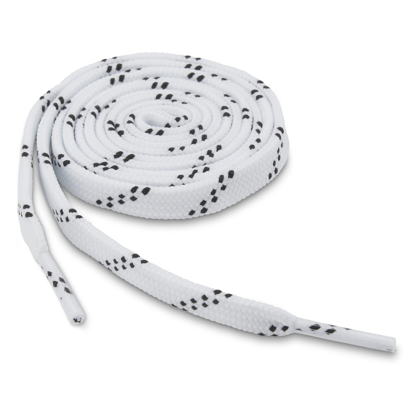 Shoelace unravels on a plain background for footwear lacing and replacement use.