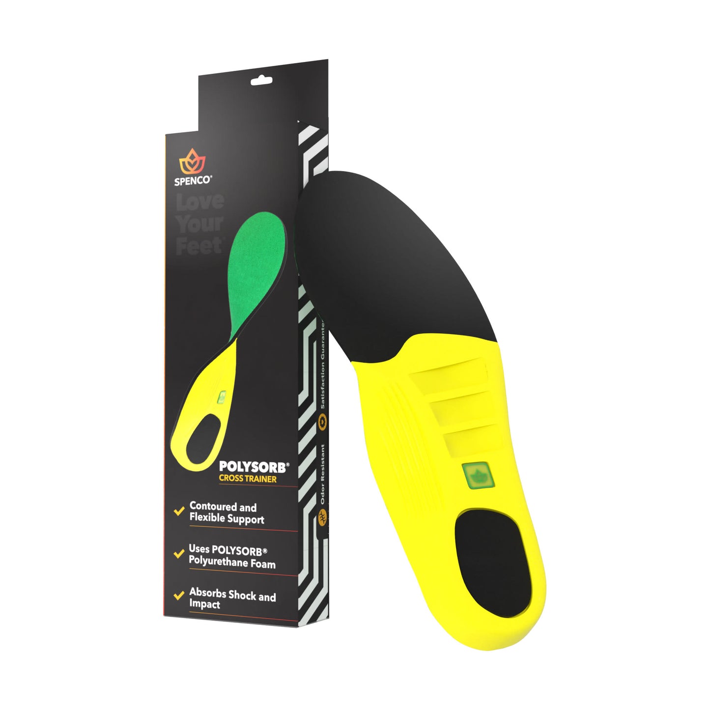 A yellow and black insoles with a digital display inside shoe sole for comfort and shock absorption.