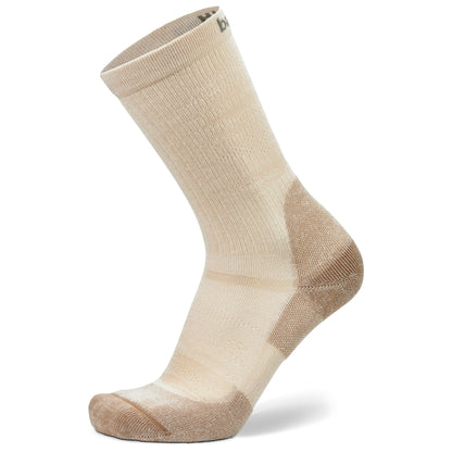 Side (outer) view of white oak Hike crew socks, by Balega