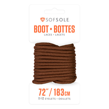The laces are coiled on a package labeled SOFSOLE for size 72 inches in a retail display.