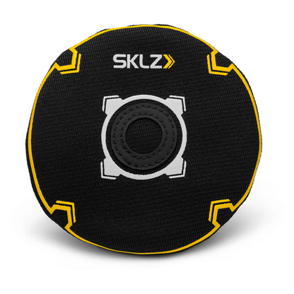 The object is a black and yellow BMX helmet insert with the text SKLZ on a plain white background.
