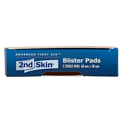 Box of sterile blister pads for wound care against a plain background.