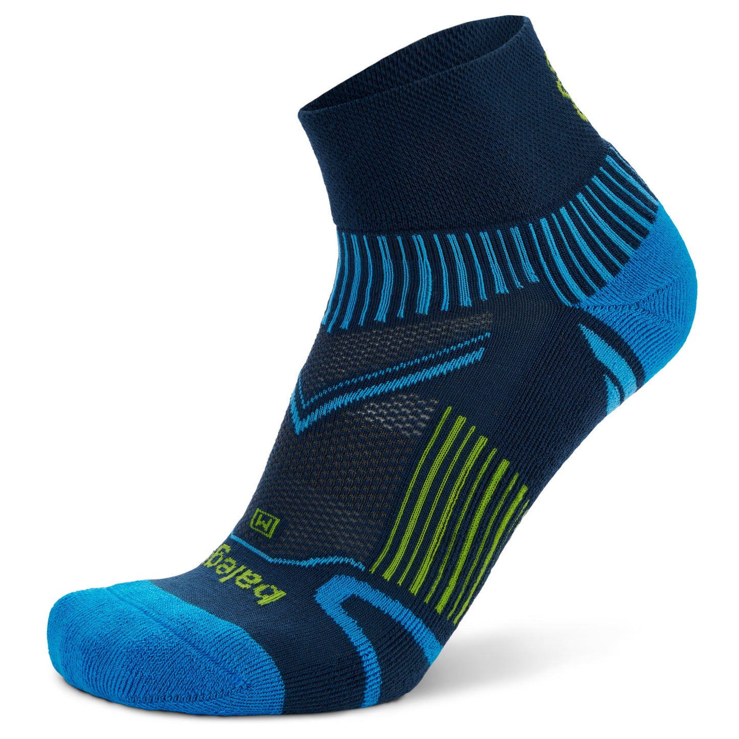 The ankle sock is displayed designed for athletic use in a lightbox environment