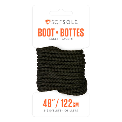 Braided shoelace is wound on a white display card in retail packaging