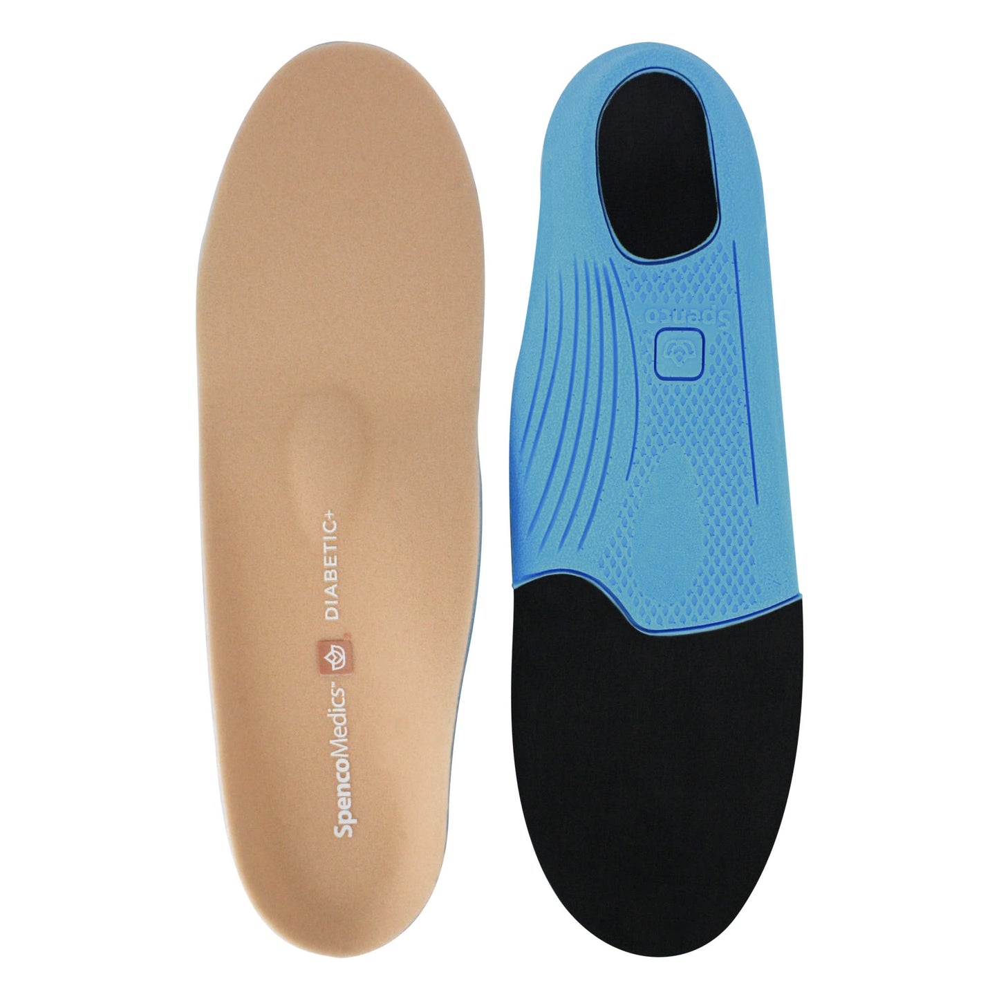 A diabetic foot protection device with a supportive sole and flexible overlay for foot care.